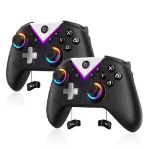 Dinosoo RGB Wireless Controller for Nintendo Switch 2/1 Lite/OLED and PC, with Bluetooth, Turbo, Macro Back Button, Gyro Axis, 4 Vibration Motors, and Screenshot, Compatible...