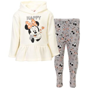 Disney Minnie Mouse Fleece Pullover Crossover Hoodie and Leggings Outfit Set Infant to Big Kid Sizes (12 Months - 14-16)