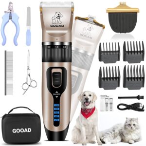 Dog Clippers for Grooming,Dog Grooming Kit for Heavy Thick Hair&Coats/Low Noise Rechargeable Cordless Hair Trimmer/Pet Shaver with Paw Trimmer for Small & Large Dogs Cats