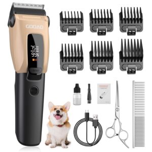 Dog Clippers for Grooming for Heavy Thick Coat, LED Light 2200mAh Dog Grooming Kit, Low Noise Hair Trimmer,Cordless Pet Hair Shaver with Stainless Steel Blade for Small and...