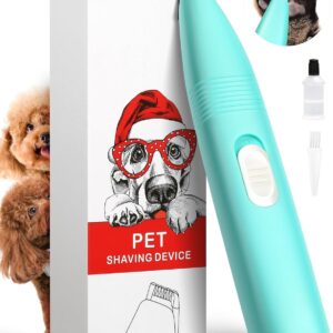 Dog Grooming Clippers, Dog Paw Trimmer with Detachable Ceramic Blade for Trimming Small Areas of Pet's Hair, Low Noise Paw Grooming Shaver for Cat's Eyes Face Ears Paws (Blue)