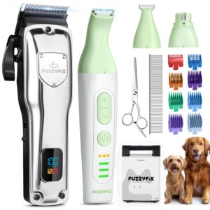 Dog Grooming Kit, Dog Clippers for Grooming for Thick Heavy Coats, Professional Pet Paw Trimmer Nail Grinder Low Noise Rechargeable Stainless Steel Hair Trimmer for Dogs Cats...