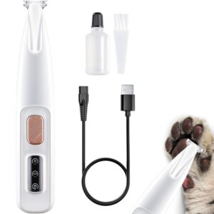 Dog Paw Grooming Trimmer Clippers - Cordless Electric Pet Easy Hair Trimming Shaver Kit with LED Light - Rechargeable Low Noise Shaving Clipper Tool for Puppy Dogs Cats Feet Paw...