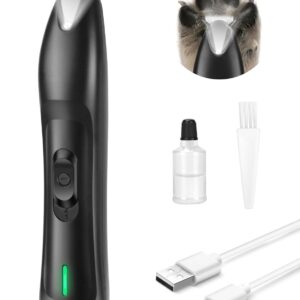 Dog Paw Trimmer with LED Light, Rechargeable Cordless Dog Clippers with Wider Blade for Grooming Pet's Paw Pad, Low Noise 2 Speed Electric Cat Hair Shaver for Small Areas