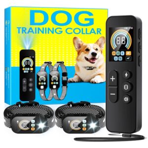 Dog Shock Collar for 2 Dogs (10-120Lbs), 4200FT Remote Training Collar with Light for Night Walks, 3 Training Modes, IP67 Waterproof Rechargeable E-Collar with Exclusive Shock Lock