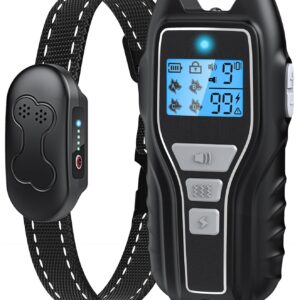 Dog Shock Collar with Remote Control - Rechargeable Dog Training Collar, IPX7 Waterproof E Collar for Dogs with 4 Safe Modes Flashlight Beep Vibration Shock Ideal for All Dog...