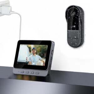 Doorbell Camera Wireless No Subscription Video Doorbell with Camera 1080P with Screen,Two-Way Audio,170° Angle,Night Vision,IP65 Waterproof for Outdoor,No APP,No WiFi,Easy to...