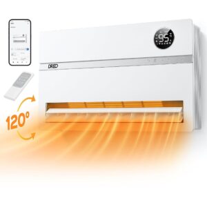Dreo Smart Wall Heater, Electric Space Heater for Bedroom 1500W, 120ยฐ Vertical Oscillation, Adjustable Thermostat, Remote Control, 24H Timer, Easy-Mount Heater for Indoor Use,...