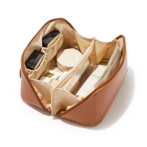 EACHY Travel Makeup Bag,Large Capacity Cosmetic Bags for Women,Waterproof Portable Pouch Open Flat Toiletry Bag Pattern Makeup Bag