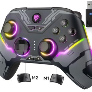 EasySMX X15 PC Controller - Enhanced Wireless Bluetooth Controller with Hall Joysticks/Hall Triggers/RGB Lighting - No Stick Drift, No Dead Zone - Work for Windows PC, Android,...