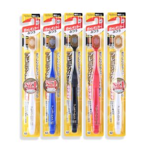 EBI-su Premium Care Toothbrush 5 Pack - Wide Head, Soft Flat-Trim Bristles for Effective Cleaning, Angled Neck for Back Teeth, Made in Japan, Adult Tooth Brush (No.62 Regular...