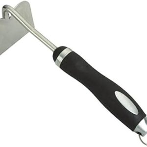 Edward Tools Hand Hoe Garden Tool - Heavy Duty Stainless Steel with Polished Blade - Bendproof Design for Heavier Soil - Ergonomic Rubber Handle - Great for Weeding or Moving Soil