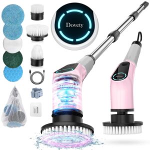 Electric Spin Scrubber, Cordless Cleaning Brush, Shower Scrubber with 8 Replaceable Brush Head, Power Cleaning Brush with Extension Handle, 2 Adjustable Speed, for Bathtub Tile...