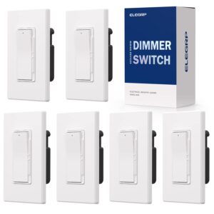 ELEGRP Digital Dimmer Light Switch for 300W Dimmable LED/CFL Lights and 600W Incandescent/Halogen, Single Pole/3-Way LED Slide Dimmer, Wall Plate Included, UL Listed, 6 Pack,...