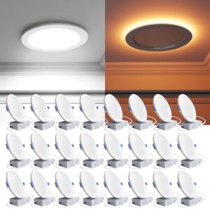Ensenior 24 Pack 6 Inch LED Recessed Ceiling Light with Night Light, Dimmable, 2700K-5000K 5CCT, 1050LM 12W 120V, High Brightness Canless Wafer Downlight - FCC