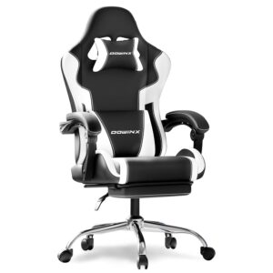 Ergonomic Gaming Chair with Footrest, Heavy Duty 330lbs Office Chair, Massage Lumbar Support, Adjustable Height & Headrest Pillow, Comfortable for Back Pain Relief, Streaming,...