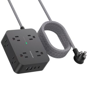 Extension Cord 6 Ft, HANYCONY Surge Protector Power Strip Long Cord 8 Outlets 4 USB Ports(2 USB C), Wall Mount, 1080J Surge Protection, Desk Charging Station for for Home Office...