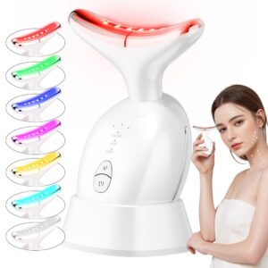 Face and Neck Massager, 7 Colors Face Sculpting Tool๏ผFace Lift Device for Skin Care๏ผat-Home Face Tool with Vibration and Thermal (White)