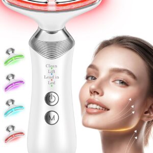 Facial Massager for Face and Neck, 7-in-1 Face Neck Massager Tool with 4 Modes, Beauty Device Facial Massage for at-Home Skin Care