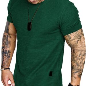 Fashion Mens T Shirt Muscle Gym Workout Athletic Shirt Cotton Tee Shirt Top