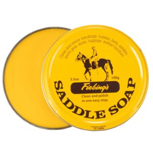 Fiebing's Yellow Saddle Soap for Leather (3.5 oz Tin) - Leather Cleaner & Conditioner to Soften, Protect & Restore Leathercraft - Leather Soap for Car Seat, Couch, Shoe, Purse,...