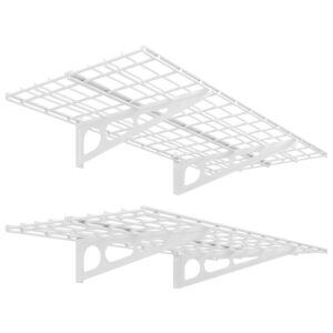 FLEXIMOUNTS 2-Pack 2x4ft 24-inch-by-48-inch Wall Shelf Garage Storage Rack Wall Mounted Floating Shelves, White
