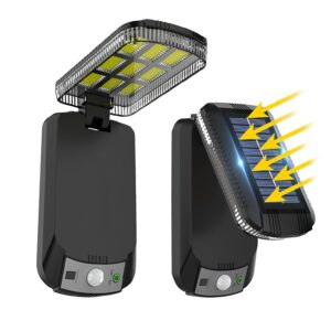 Flip-Top Solar Light, Foldable Fence Light with Motion Sensor & Remote Control (3-Mode Adjustment), IP65-Rated for Garden/Fence/Terrace (2-Pack)
