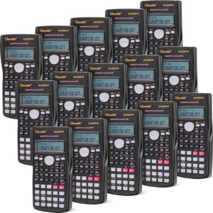 Flutesan 15 Pieces 2 Line Engineering Scientific Calculator Bulk Function Math Calculator Large Display for Student Teacher Classroom High School College School, AAA Batteries...