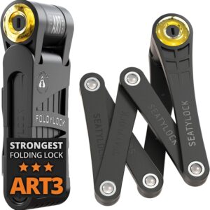 FoldyLock Forever Folding Bike Lock - Patented Sleek High Security Sold Secure Gold Bicycle Lock - Heavy Duty Anti Theft Smart Guard with Keys - 90cm