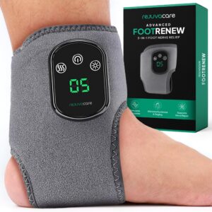 FootRenew Triple Method Massager โ The Official - Electric Foot and Ankle Massager Heated Wrap with 3 Vibration Modes and 5 Heat Levels - Cordless Portable Design (1-Piece, 1,...