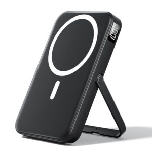 for Magsafe Battery Pack 10000mAh Power Bank with Foldable Stand Portable Charger,PD 22.5W Fast Charge,Travel Essential Wireless Charger for iPhone 17/16/15/14/13/12 SeriesโBlack