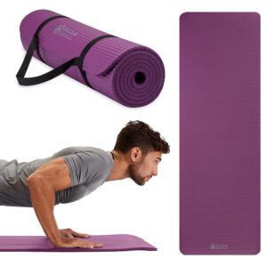 Gaiam Essentials Thick 2/5" (10mm) and Thin 1/4" (6mm) Yoga & Pilates, Fitness & Exercise Mat with Easy-Cinch Carrier Strap