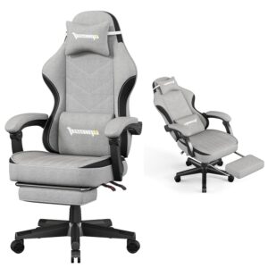 Gaming Chair,Fabric Computer Chair with Pocket Spring Cushion,400 lb Load Capacity,Ergonomic Office Chair with Footrest,Height Adjustable Video Gamer Chair with Lumbar Support...