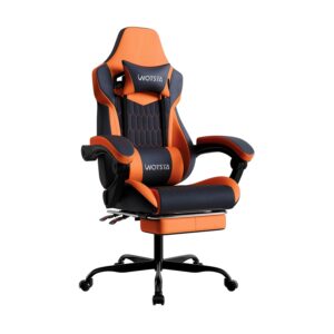 Gaming Chair with Footrest, High Back Gaming Chairs PVC Leather Ergonomic Gamer Chair with Adjustable Headrest Lumbar Support Racing Style Video Gaming Chair for Office/Home...