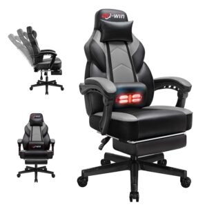 Gaming Chairs for Adults, Computer Chair with Footrest and High Back, Big and Tall Gamer Chair's with Massage Lumbar Support, 360ยฐ Swivel Height Adjustable Gaming Chair, Grey