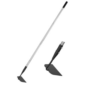 Garden Hoe, Long Handle Hoe Garden Tool with Non-Slip Silicone Cover, 56-Inch Stainless Steel Handle, Heavy Duty Hoe with Durable Blade, for Digging Loosening Weeding Planting