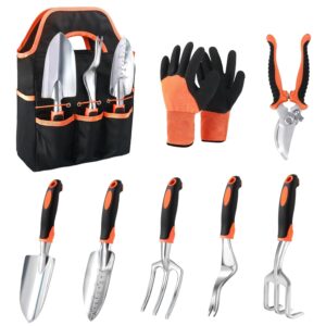 Garden Tools Set, 8 Piece Gardening Tools Set with Non Slip Ergonomic Handle, Heavy Duty Garden Tool Set with Storage Bag, Gardening Kit for Women, Garden Hand Tools Gift for...