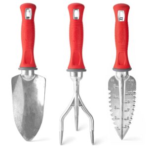 Garden Weasel 3-Piece Hand Tool Combo Set | Trowel, Transplanter and Cultivator | Heavy Duty Lawn and Garden Set, Digging, Planting, and Weeding | 91370-Q