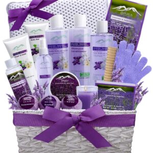 Gift Baskets for Women. Relaxing Lavender Bath Gifts for Her Spa Basket is Filled with All Natural Spa Goodies! Sulfate & Paraben Free. Spa Gifts for Women.