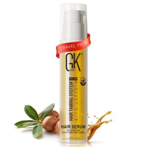 GK HAIR Global Keratin 100% Organic Argan Oil Anti Frizz Mini Serum (0.34 Fl Oz/10ml) Styling Smoothing Strengthening Hydrating & Nourishing Heat Protection Shine Frizz Control...