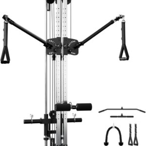 GMWD Cable Machine Home Gym, Wall Mount Functional Trainer with Dual Swivel Arms and 22 Adjustable Positions, All-in-One Cable Crossover Machine for Home Gym