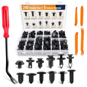 GOOACC - GRC-33 240PCS Bumper Retainer Clips Car Plastic Rivets Fasteners Push Retainer Kit Most Popular Sizes Auto Push Pin Rivets Set -Door Trim Panel Fender Clips for GM Ford...