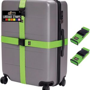 GORILLA GRIP Heavy Duty Adjustable Luggage Straps for Suitcases, Easy to Identify Travel Belt Connector Holds Suitcase Together, Extends Life of Bag, Strap Connects Two Bags,...