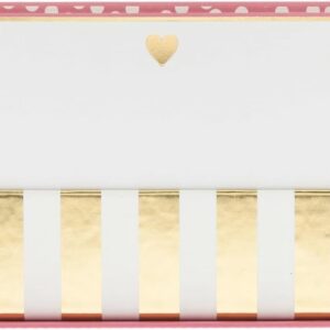 Graphique Gold Heart Flat Notes โ Note Card Stationery with Adorable Soft Pink Border and Printed Gold Heart, 50 Note Cards and Matching Envelopes for Thank You Notes and...