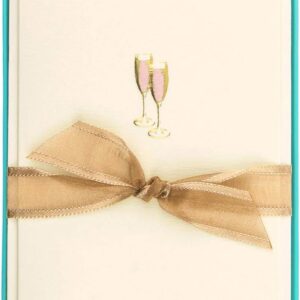 Graphique Pink Champagne La Petite Presse Boxed Notecards - 10 Embellished Gold Foil Champagne Blank Cards with Matching Envelopes, 3.25" x 4.75"