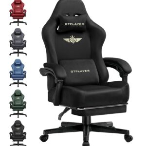 GTPLAYER Gaming Chair Fabric with Pocket Spring Cushion, High Back Ergonomic Computer Chair with Footrest for Adults Lumbar Support Swivel Game Chair for Office Gaming 350LBS,...
