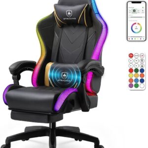 GTPLAYER Gaming Chair, RGB Gaming Chairs with LED Lights, Video Gaming Chair for Adults, Ergonomic Computer Gaming Chair with Linkage Armrest, Reclining Chair with Headrest...