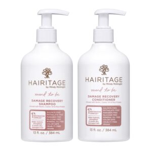 Hairitage Biotin Damage Repair Shampoo and Conditioner Set - Thickening + Volumizing - Biotin Castor Oil + Rice Protein - Sulfate Free + Color Safe - Deep Conditioning Treatment...