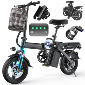 Heavy-Duty Foldable Electric Bike for Adults with 7-Shock Suspension, 500+ lbs Capacity, 740W Motor, 25MPH, 720Wh Battery, 30-Mile Range, 14“ Fat Tires Commuter Electric...