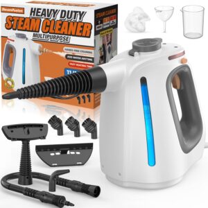 Heavy Duty Handheld Steam Cleaner for Cleaning with Lockable Steam Button&11pcs Accessories, Unlimited Water Addition for Continuous Steaming, Multi-Purpose Steamer for Cleaning...
